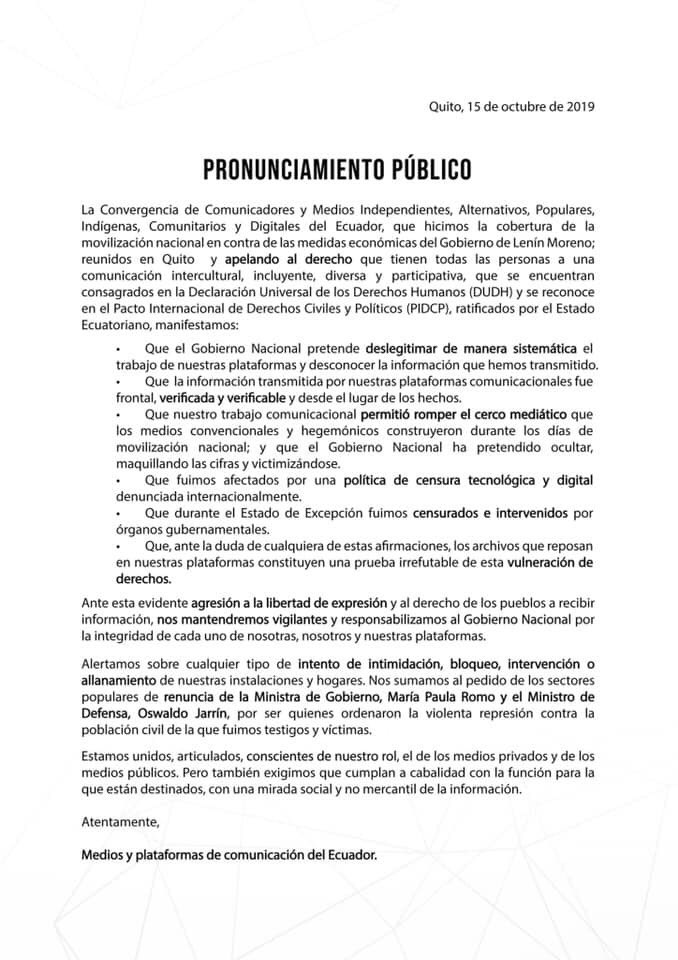 LGallardoec's tweet photo. @Presidencia_Ec @upsalesiana #MediosDePrensa  !!! Son muchos periodistas independientes que informaron veraz  y efectivamente todo lo qué pasó en los 13 días de #ParoEcuador  #libertaddeprensa https://t.co/6nbQpUXQgK