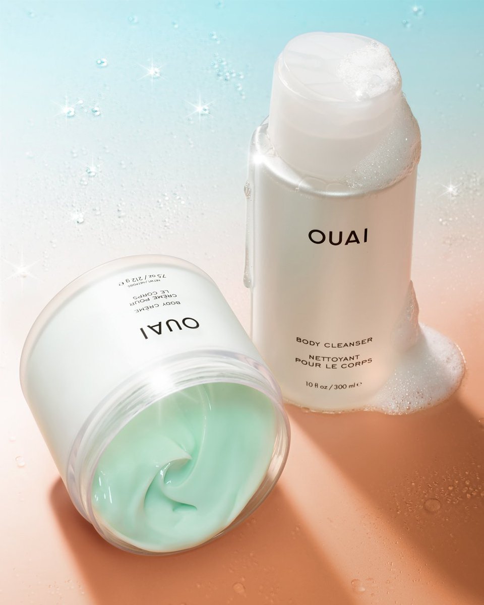 Sephora's tweet photo. Way obsessed with @theouai? (Same.) Good news: Now you can ~literally~ bathe in their products. Meet the new Body Cleanser and Body Crème. They smell SO good and leave you with glowy, hydrated skin. https://t.co/kdMVBe1f2x https://t.co/SZsKdoXaLl