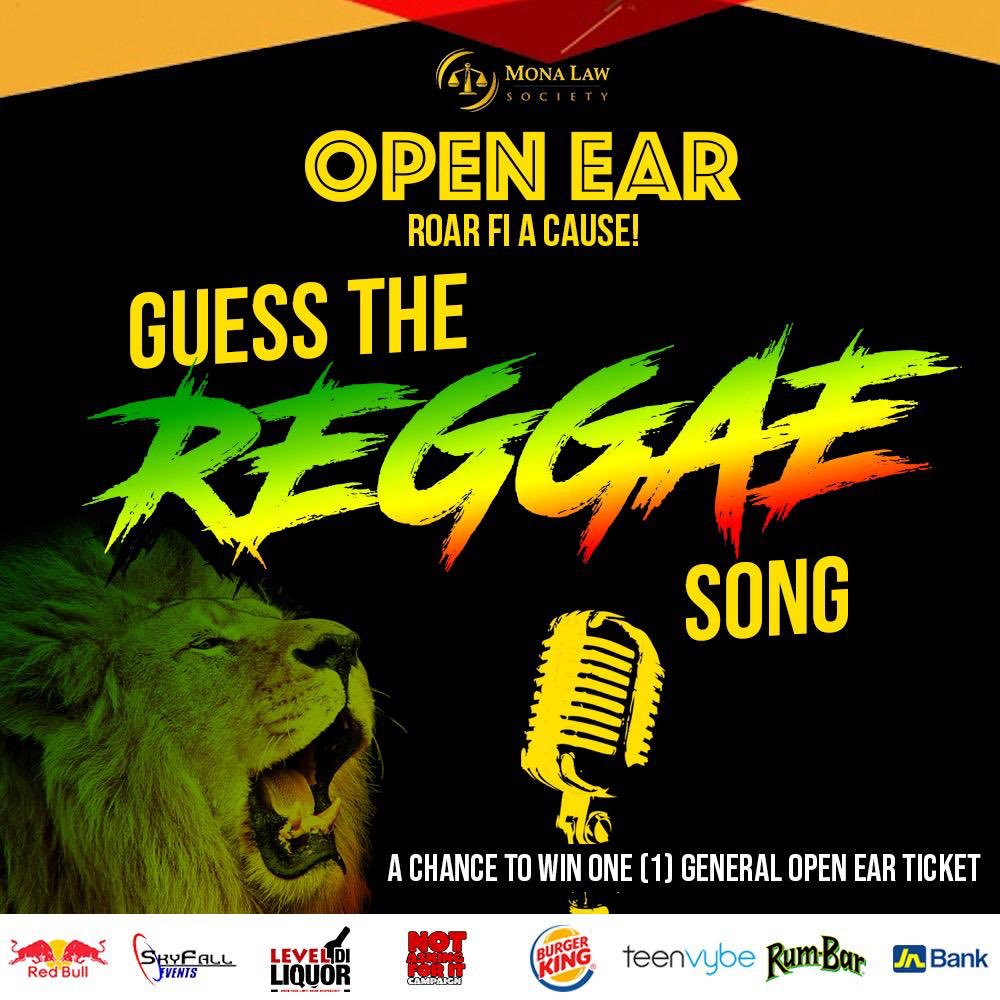 monalawsociety's tweet photo. 🇧🇴 Open Ear GIVEAWAY❗🇧🇴
For YOUR chance to win one Open Ear General ticket, all you have to do is guess the correct singer and title of the  Reggae song in our next Instagram post. STAY TUNED‼️

#MonaLawLife
#OpenEar2019
#RoarFiACause
#GuesstheSONG https://t.co/cFXogNanVG