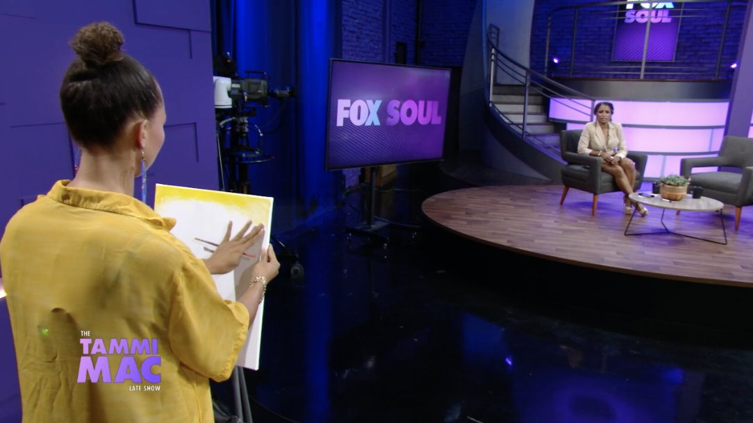 foxsoultv's tweet photo. It’s the #TammiMacLateShow! Tonight is all about visual art- each artist will create an original piece of art based on a trending topic Tammi Mac gives them! Watch now on https://t.co/3hr51MZZtJ! https://t.co/BEBVWJ7kCD