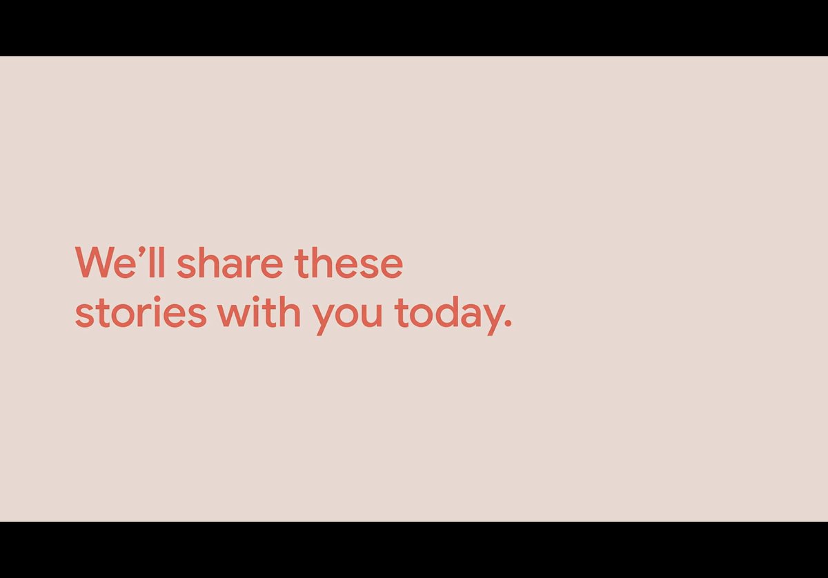 gruber's tweet image. First 10 seconds of today’s Google, event, they put up these two title cards. One has a proper apostrophe, one doesn’t. First 10 seconds.