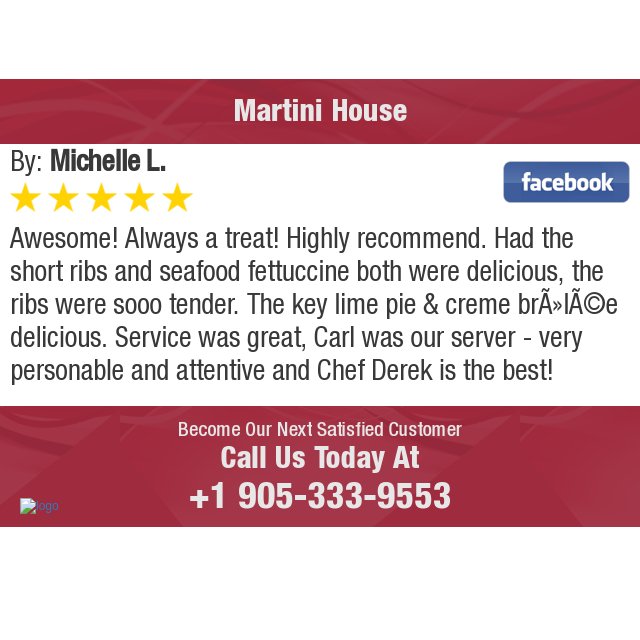 5 Star: Michelle L. "Awesome!  Always a treat!  Highly recommend.  Had the short ribs and seafood fettuccine..." bit.ly/2CTi7mb