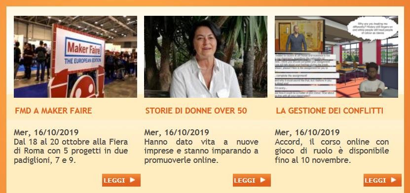 Oggi in primo piano su mondodigitale.org
- cosa portiamo a <a href="/MakerFaireRome/">Maker Faire Rome - The European Edition</a> #MFR19 
- storie di imprenditrici a #SheMeansBusiness. Tre donne over50 si reinventano una vita professionale 
- fino al 10 novembre è online #mooc <a href="/accordprojecteu/">ACCORD</a> #conflitti #accordgame <a href="/MiurSocial/">MiurSocial 😷</a>