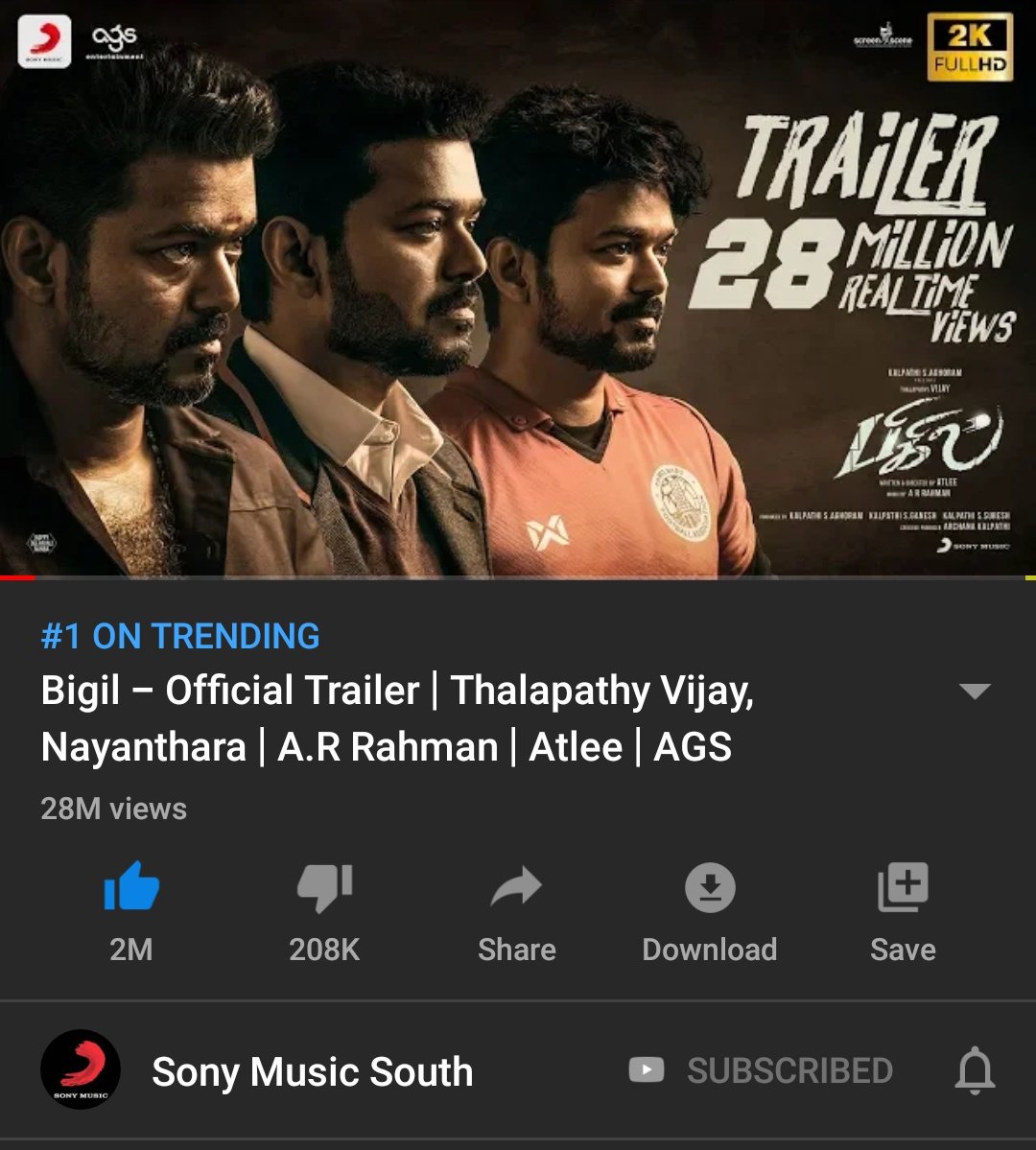 VijaykumarV0601's tweet photo. #PodraVediya 🧨💣💥
#2MLikesForBigilTrailer 

In 78 Hours 24Mins! 🤩🤘

India's Fastest #2MLikes #BigilTrailer 🥳🥁🕺🏻💃🏻🎉🎊

#Bigil #BigilDiwali https://t.co/tMzEtTPqL6