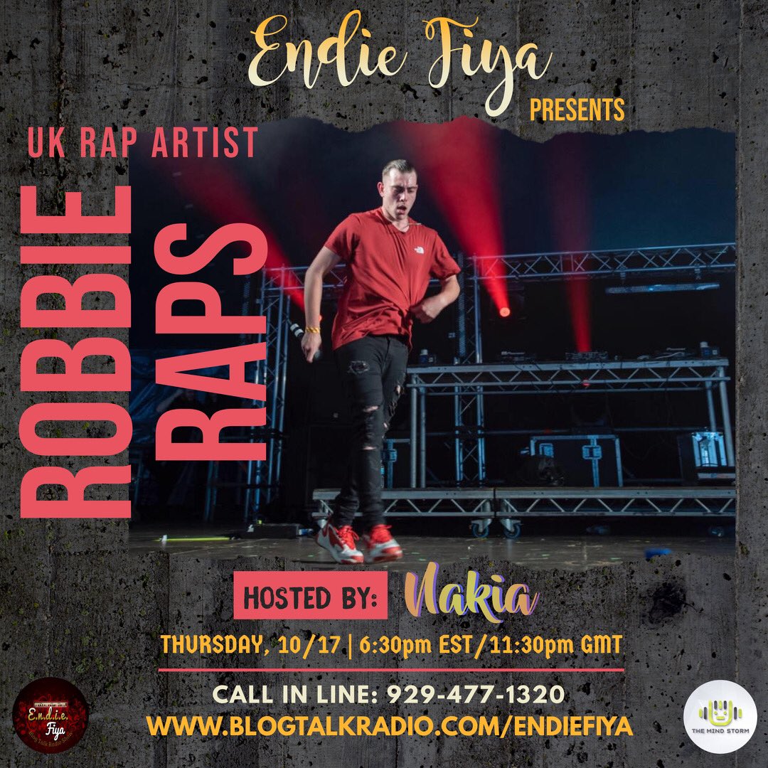 endiefiya's tweet photo. LIVE on #EndieFiya Thursday, 10/17 Rising UK Rap Artist ~ #RobbieRaps @RobbieRAPSS Tune in at 6:30pmEST.
🎙 https://t.co/CS7QgQszs8
☎️ (929) 477-1320
#endiefiyaradio #themindstormmusic https://t.co/uf7hfHIB3b