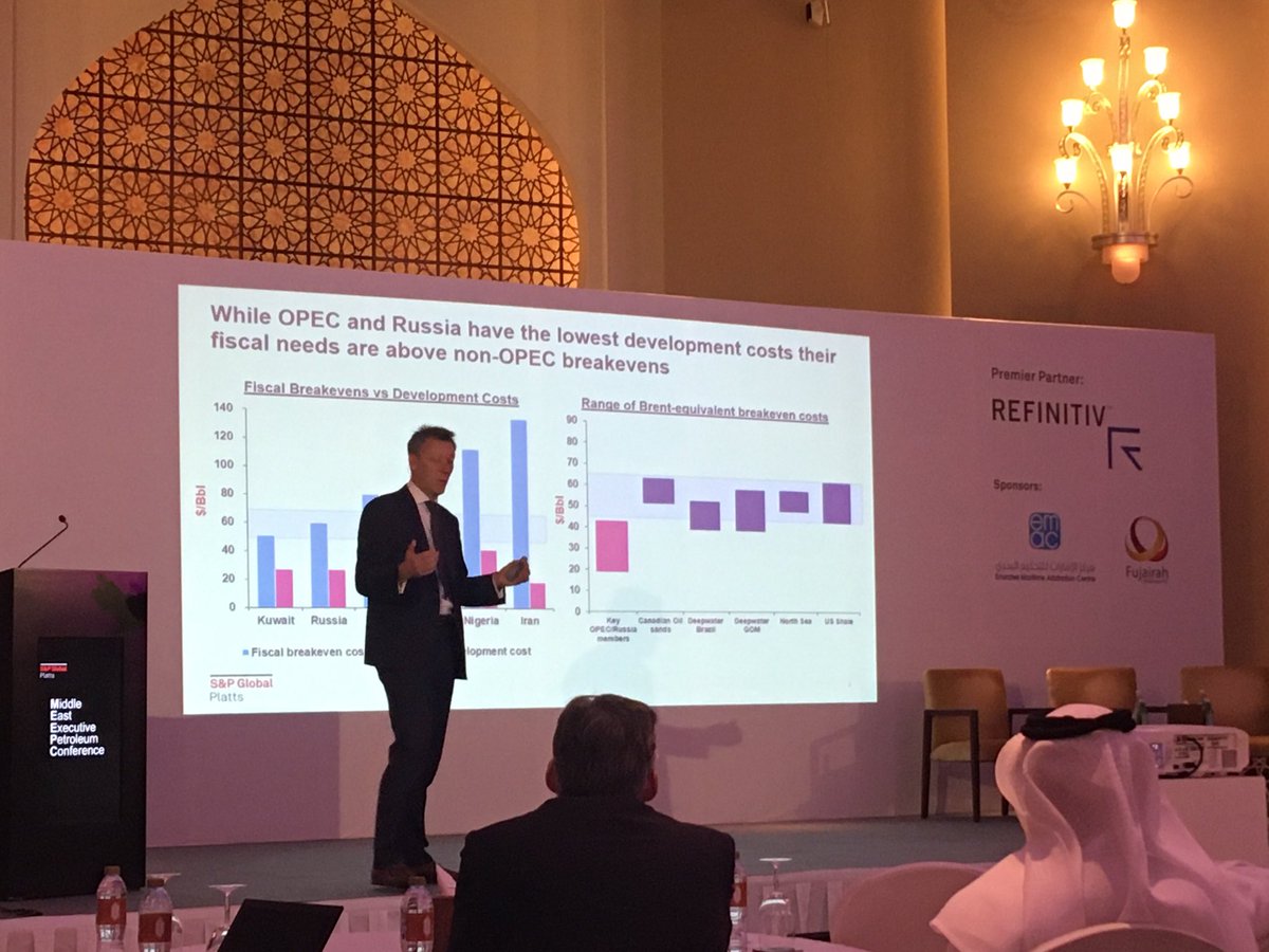 baldersdale's tweet image. US shale driving the cost curve for oil says Chris Midgley, global director of analytics at @SPGlobalPlatts opening #MEEPEC conference in Abu Dhabi. Next up:
👉ADNOC downstream VP
👉@BP_plc head of UAE
👉@Schroders commodities head. #OOTT