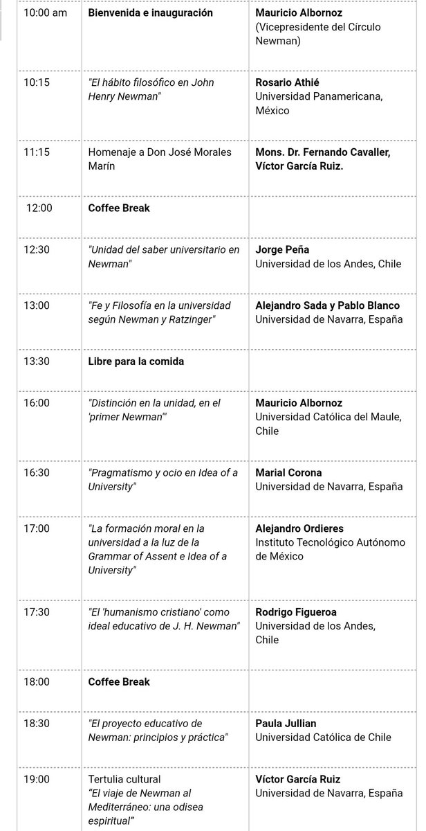 CoreUnav's tweet photo. Hoy comienza el primer congreso de esta semana: John Henry Newman y la educación liberal. Os dejamos el programa de hoy, consulta toda la info en la web: https://t.co/lXsKz23kGg #CoreConference19 https://t.co/IsDAU1uFNF