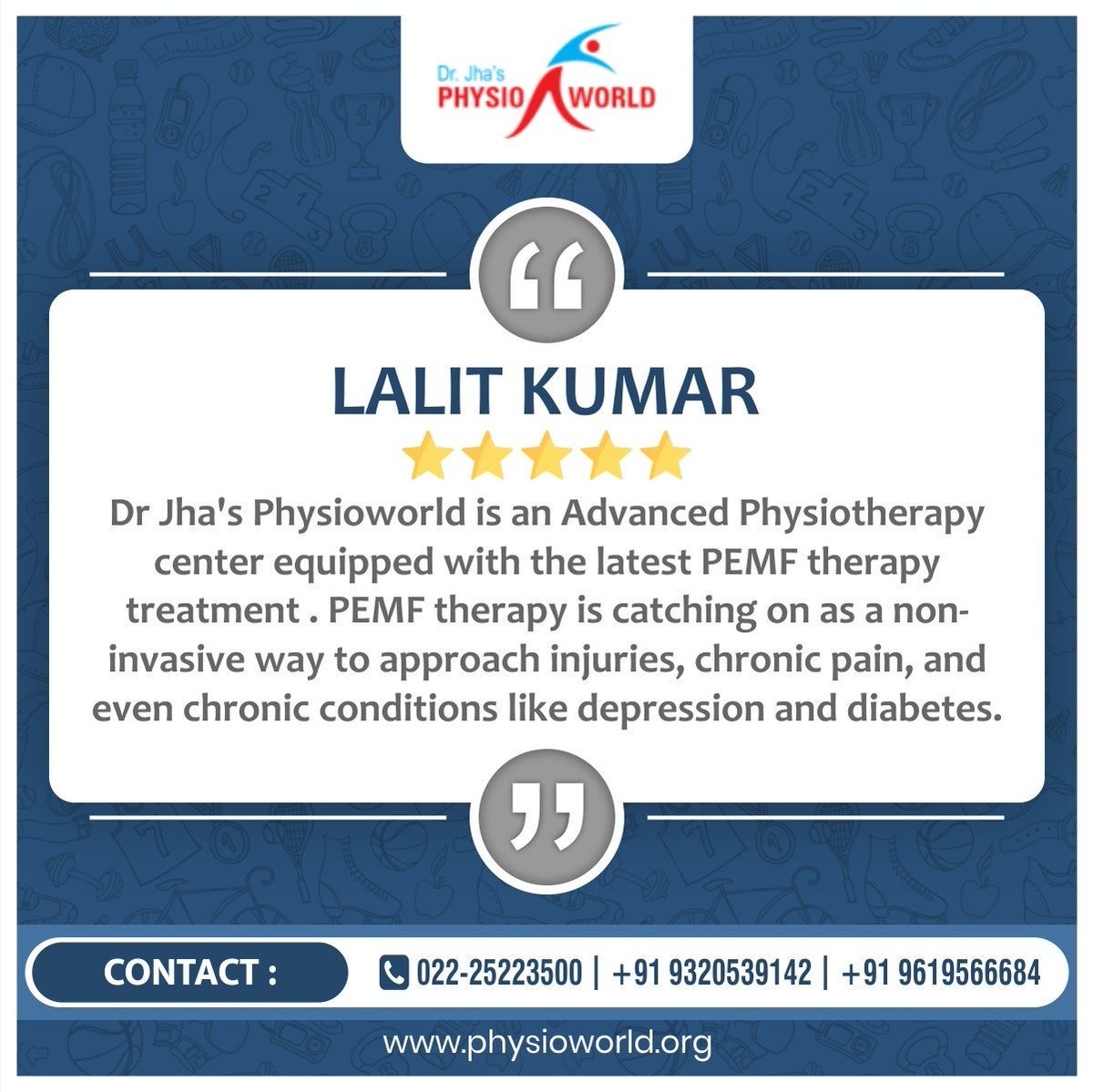PhysioworldPT's tweet image. Such Valuable &amp;amp; Happy Feedback Really Inspires us to Work more Hard &amp;amp; Serve you with Best Treatments.
Also would like to Appreciate our Team for their Best Support.

@PhysioworldPT 
Contact : +91 9320539142

#DrJhasPhysioworld #Physiogoals #physiotherapy #WednesdayWisdom