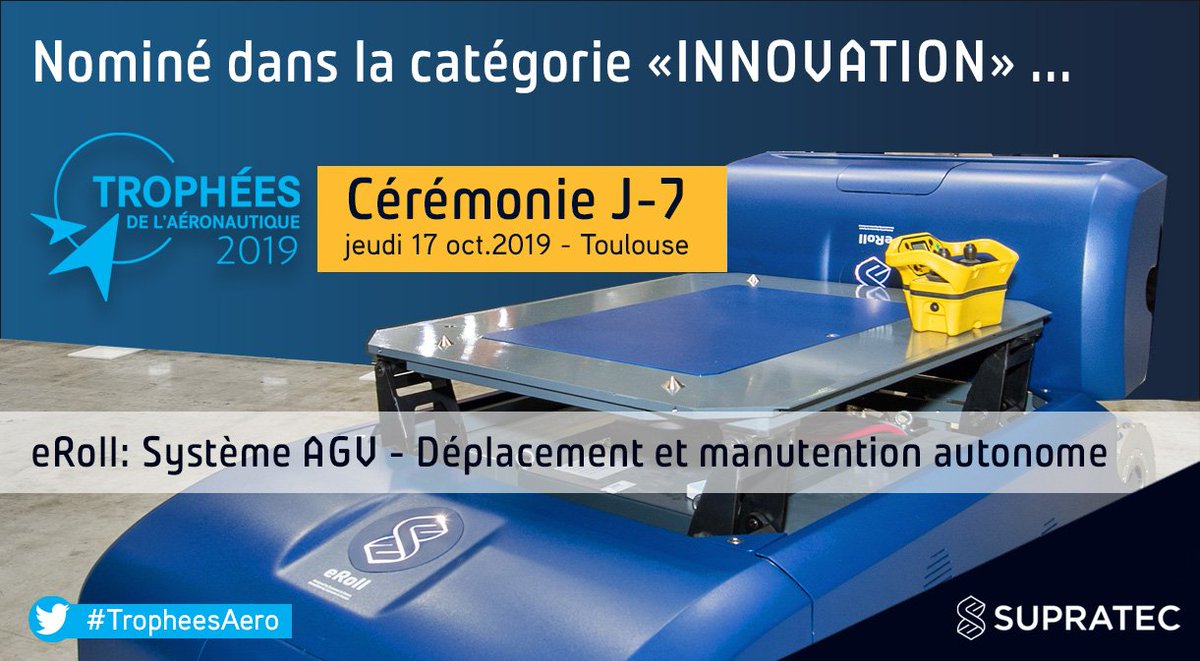 🤞La cérémonie des Trophées de l'#Aéronautique 2019 organisés par <a href="/LaTribune/">La Tribune</a>, c'est jeudi 17.10 à #Toulouse. 
Notre candidature catégorie #Innovation détaillée ici👉bit.ly/actu-trophees
 #countdown #TropheesAero #WeInspireIndustry #Supratec #Industry40