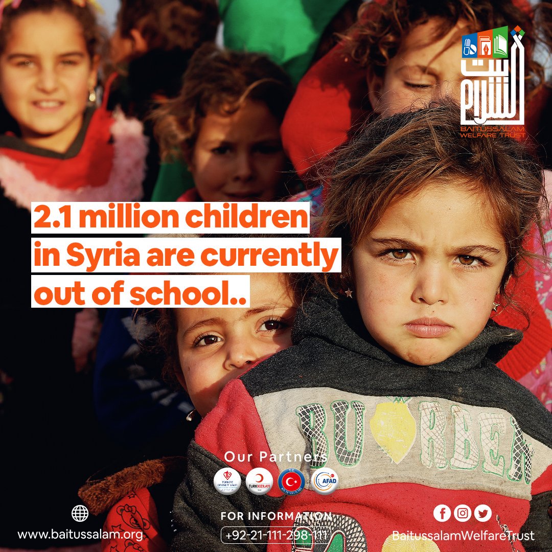 Baitussalam_Org's tweet image. A generation of young children has grown up without proper education. 
Baitussalam is working with its International Partners to provide basic education to the Syrian Children.
.
.
.
.
#RebuildSyria #SupportSyrianChildren #HelpSyria
#education #shelter #medicalaid #syria