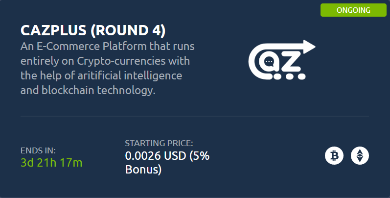 ex_markets's tweet photo. Cazplus is an E-Commerce Platform that runs entirely on Crypto-currencies with the help of aritificial intelligence and blockchain technology.

Cazplus Round 4 is ongoing currently on https://t.co/6Eyd3V7k5g

Price:  0.00260 USD 

https://t.co/9Ze1mTdbjm https://t.co/tSywMHzBEA