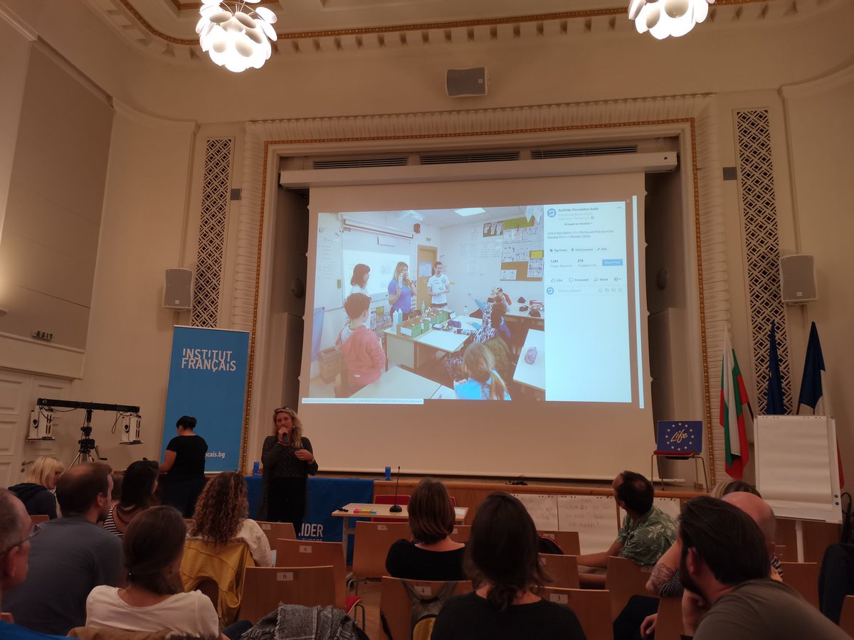 Our volunteer star Roxane presenting our educational actions in the last year 😍 #ChangingMindsets #WeAreSurfriderEurope #ChapterDays2019