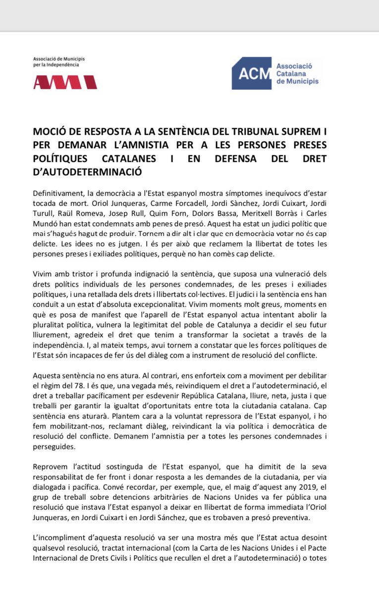 juntspersav's tweet photo. Com a grup municipal, des de @juntspersav hem demanat conjuntament amb @esquerrasav la convocatòria d’un ple extraordinàri a @savilamajor_cat per aprovar aquesta moció de rebuig a la sentència injusta i desproporcionada! https://t.co/h98sKKvQTQ