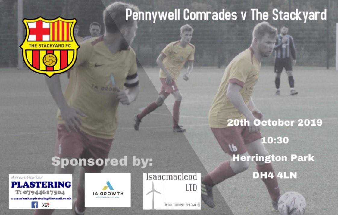 Next Up | @PennywellComFC 

📆   Sunday 20th October 
🏆   SSL Premier League 
🏟️   Herrington Park | DH4 4LN 

#UTS