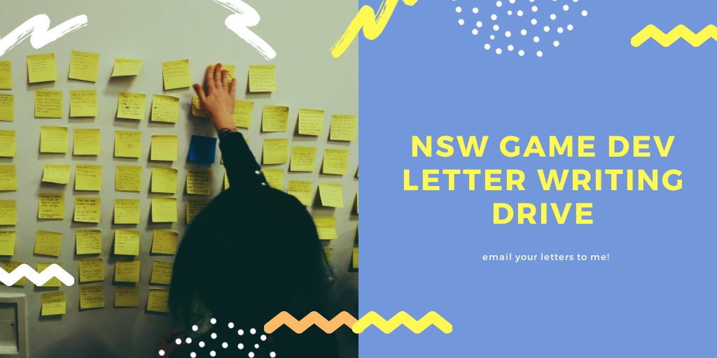 allymhennessy's tweet photo. Inspired by the state agency games funding panel at GCAP I'm starting a letter writing drive to NSW officials to help them understand the potential of the NSW games industry. I learned in the panel that physical letters are more effective, but who has the tiiiiime?! https://t.co/eO99GaIZWN