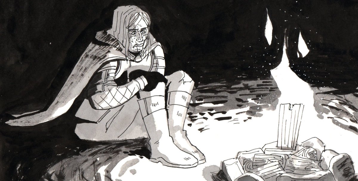 ayofandomthings's tweet photo. Brienne watching the wood turn to ash, thinking about how to approach Jaime. #inktober https://t.co/Oc0XzLBVKe