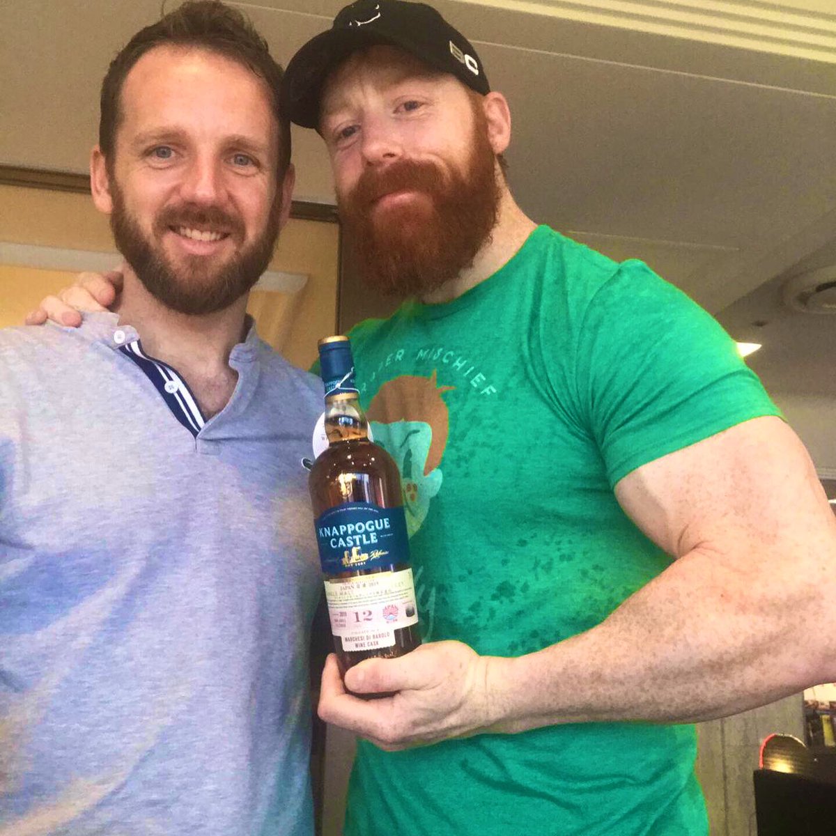 FiachraMartin's tweet photo. Great to catch up last week with an old pal, the great @WWESheamus - a gaeilgóir, sportsman, whiskey lover and above all true gentleman. He seemed delighted with Titanic Holdings special Japanese limited edition. https://t.co/bpSjUErAQb