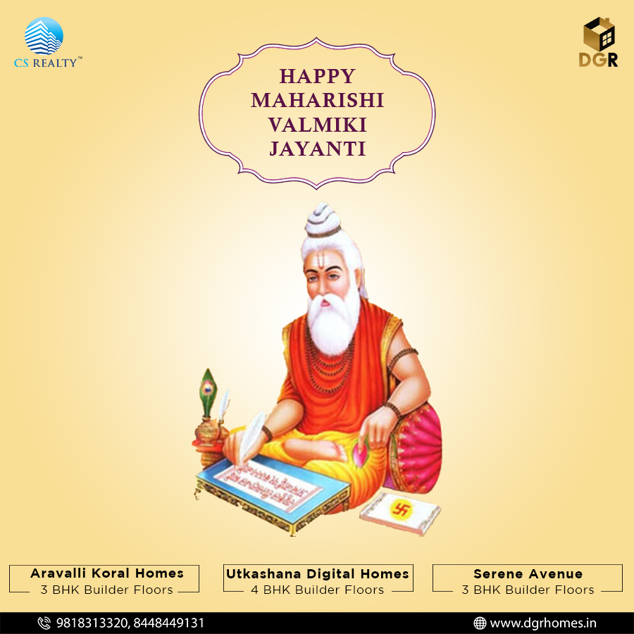 dgrhom's tweet photo. Known as Adi Kavi, #MaharishiValmiki is author of Holy Ramayana. Salutations to the great sage and literacy genius on #Valmikijayanti
.
.
#Dgrhomes #CSRealty #valmikijayanti #Celebration #festival #India #Ramayana
#3bhkflat #Smarthome #Booknow #march2020 #possessionsoon https://t.co/YSmI0v6O7i