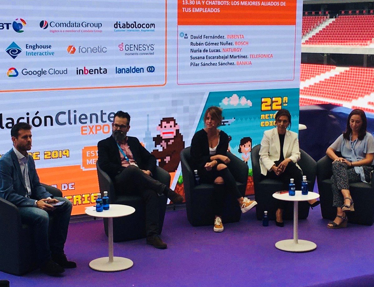 Naturgy's tweet photo. Durante la #ExpoRc2019, Nuria de Lucas, de Innovación de Naturgy, participó en la mesa ‘IA y Chatbots: los mejores aliados de los empleados’ 🤖 debatiendo sobre los #retos para establecer un plan de #VoE , los #drivers facilitadores y las barreras  en su aplicación https://t.co/I2Qepbybpe