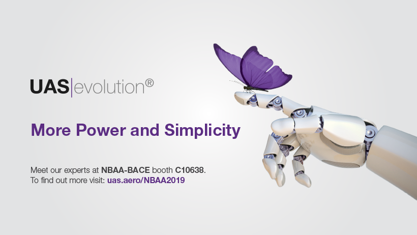 UAS_aero's tweet photo. #NBAA19 next week is all about power and simplicity! Click https://t.co/Laz3UVe9pB to schedule a meeting with our team to discover how #UASevolution can save you time and money. And # JoinTheConversation with #UAS_aero and our guest experts at booth C10638 #tripsupport #bizav https://t.co/E4dZEFkYG2