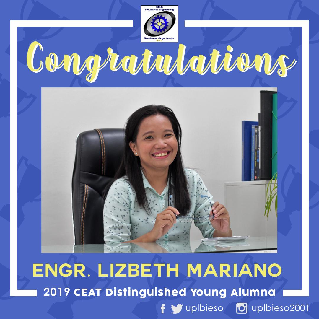uplbieso2001's tweet photo. UPLB IESO would like to congratulate Engr. Lizbeth A. Mariano for being the 2019 Distinguished Young Alumna of @CEATUPLB from @iedceatuplb.
Your UPLB IESO family is proud of you! Kaizen! ๐
#Kaizen #IESOProud #IESOpport https://t.co/JM2OPDqgL4