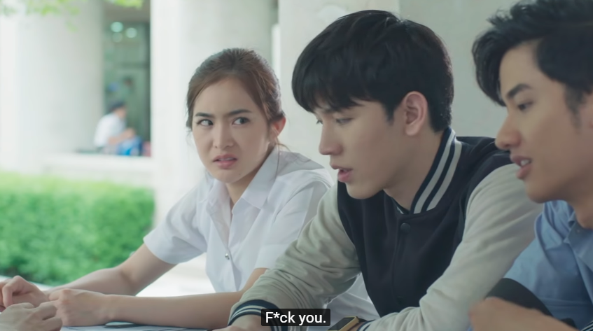 TayNewKisses's tweet photo. Thada: Right, wifey?
Sandee: Wifey my ass! Shut up.
Thada: my wife is fierce.
Sandee: F*ck you.
They are the only straight couple in this series that I really adore! 55555😂😂😂
#OurGangIsSoCool #DeeDa #MekMild #MekJirakit #MildLapassalan #DarkBlueKissEp1 #DarkBlueKiss https://t.co/GuBPb6PGKS