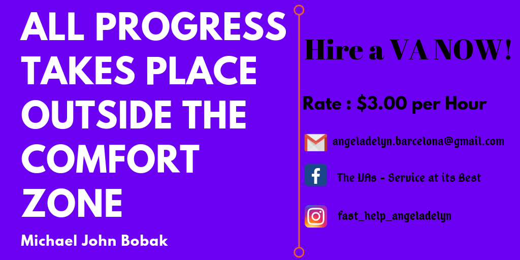 DelynAngela's tweet photo. Success is not always attained in your comfort zone. You need to take the risk. From a typical administrative staff, why not hire a virtual one?

#VirtualAssistant
#TakeRISK
#GooutofyourCOMFORTZONE https://t.co/TGSwVmSvgp