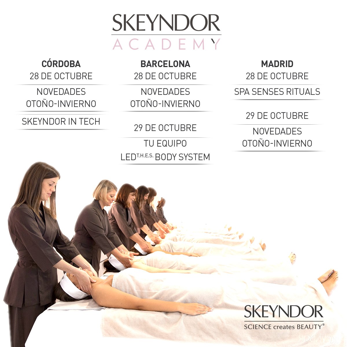 Seguimos con las formaciones de #SkeyndorAcademy on tour. ¡Consulta el calendario y ciudades en el área profesional de nuestra web! 📲pro.skeyndor.com/academy