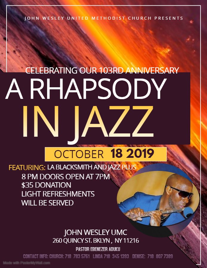 BLACKSMITHL's tweet photo. John Wesley UMC presents A Rhapsody In Jazz - https://t.co/7chyrS4PhI https://t.co/K2drS2Hvmt