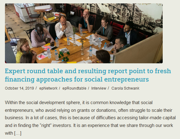 Emp_Ppl_Award's tweet photo. 🆕 #Blog content! Carola Schwank (@Carola1512) speaks to the new ‘#Innovative #Financing for #SocEnts' report and how @SiemensStiftung's partners & #epRoundtable participants shed new light on solutions for #social #development’s biggest hurdle: financing. https://t.co/21vb5yKwqp https://t.co/OqHXr4Y40z