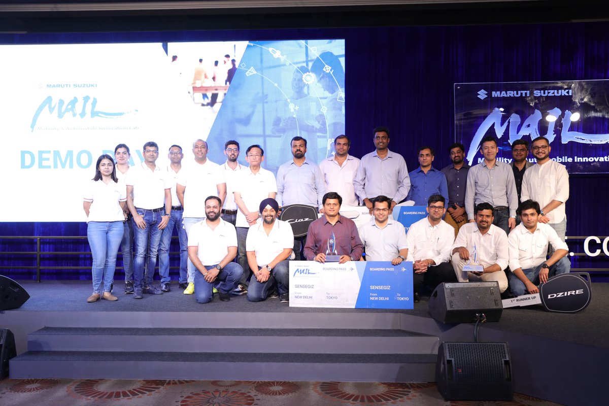 Following the successful launch of our first Demo Day, we at Maruti Suzuki MAIL are delighted to announce the winners of our first cohort - @sensegiz, @Xane_AI, and @eyedentify_sys, who has been awarded a Paid POC, an educational trip to Japan and a Maruti Suzuki car.