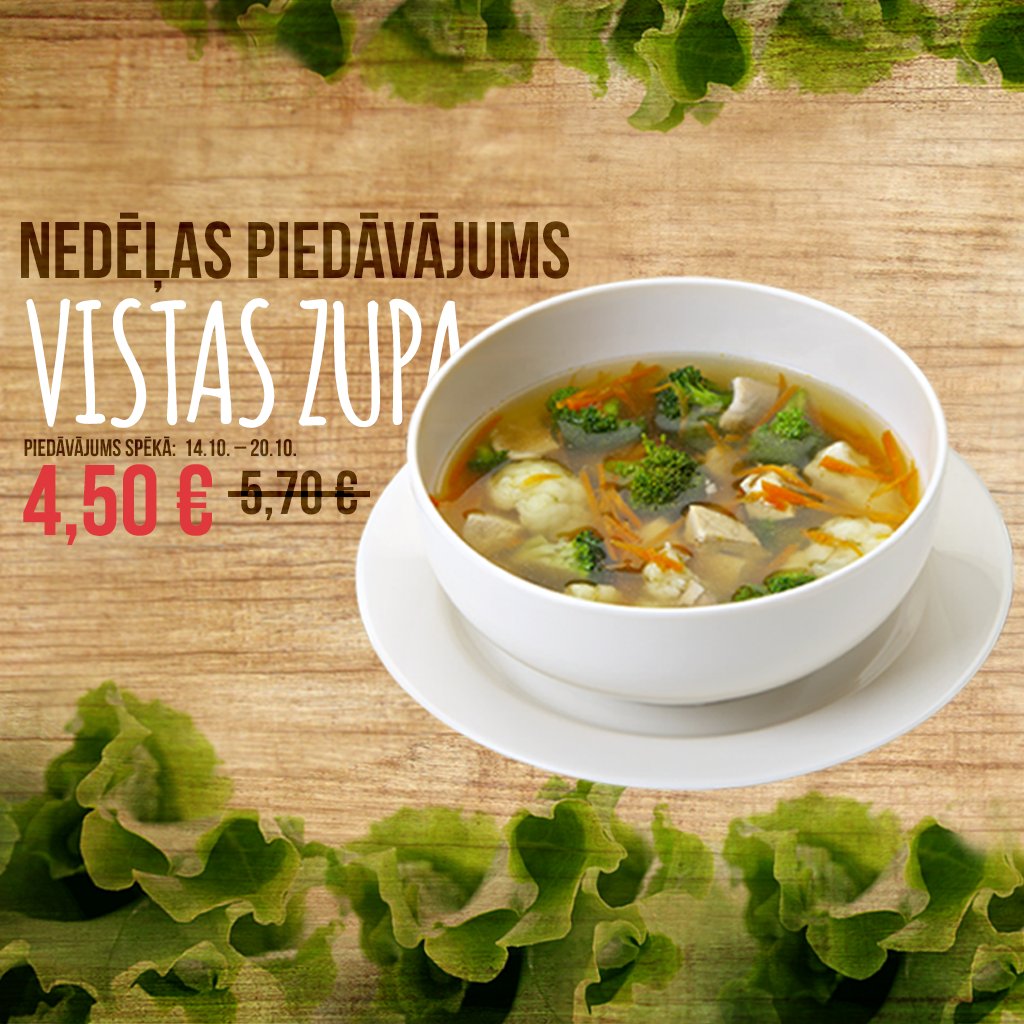 Šonedēļ nāc pie mums un cienājies ar vistas zupu par īpašu cenu - lai ir spēks izbaudīt rudeni!
