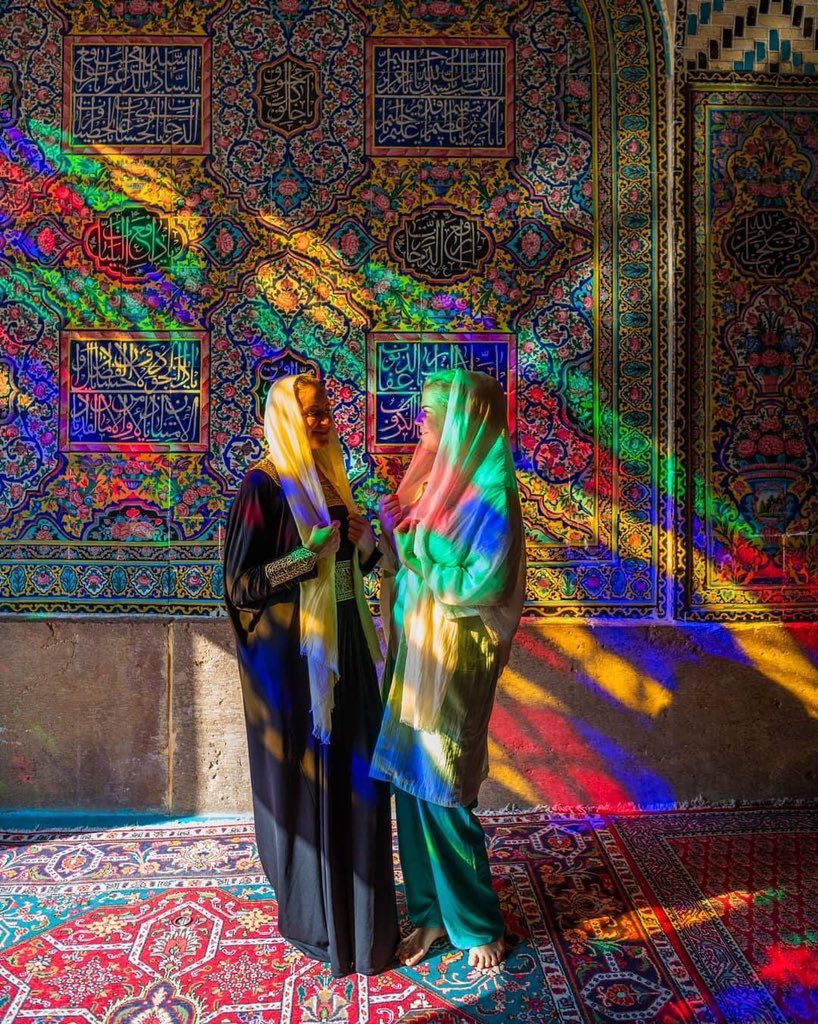 Feeliran's tweet photo. The Pink Mosque is probably the most recognizable monument in Iran. alina rudya recommends you to visit between 8 and 9 AM, when the light falls through the colored glass, reating beautiful pattern on the walls and the floor.
posted by voyaged on instagram
#letsfeeliran
#فم_تریپ https://t.co/bwM1nkx3H6
