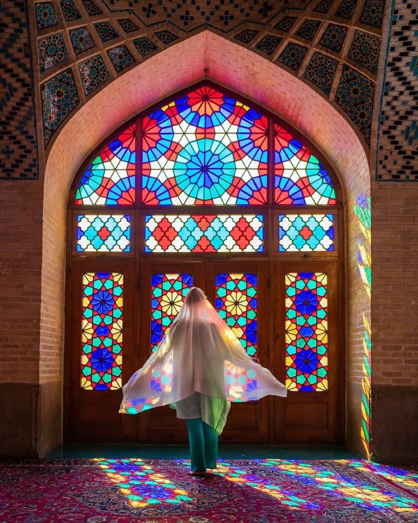 Feeliran's tweet photo. The Pink Mosque is probably the most recognizable monument in Iran. alina rudya recommends you to visit between 8 and 9 AM, when the light falls through the colored glass, reating beautiful pattern on the walls and the floor.
posted by voyaged on instagram
#letsfeeliran
#فم_تریپ https://t.co/bwM1nkx3H6
