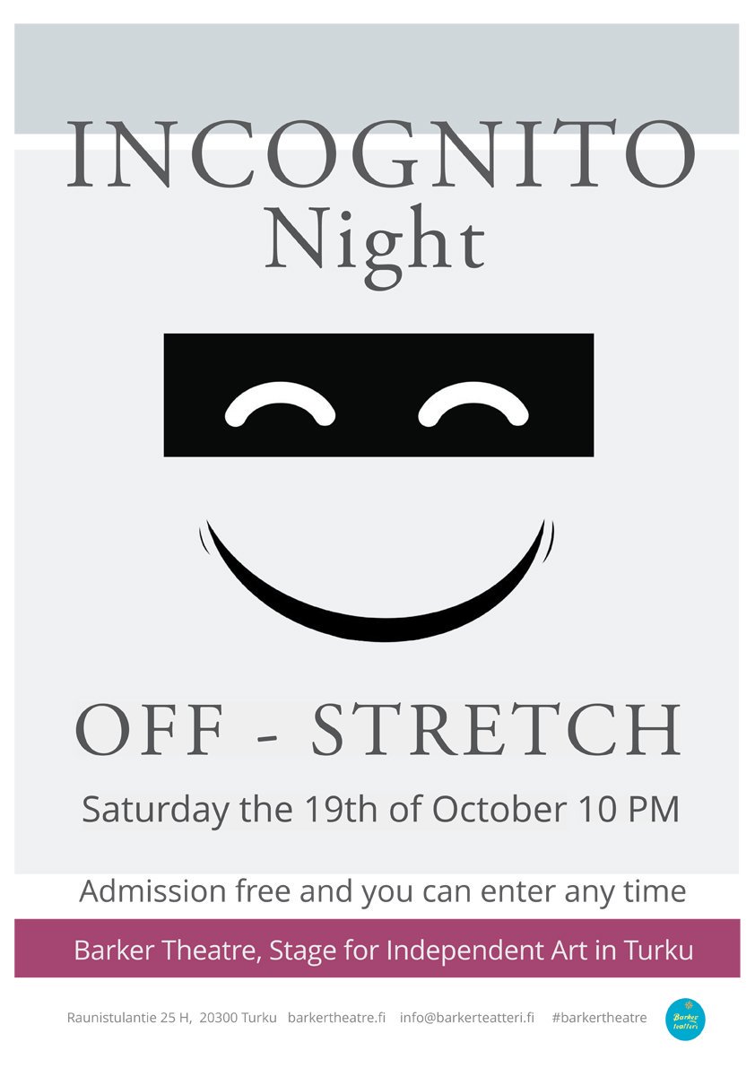 Welcome to Off-Stretch to the oldest stress free soiree in #turku on Saturday the 19th of October during the  Turku Stretch week 2019. #StretchTurku #StretchEncounter #Kedja #barkerteatteri