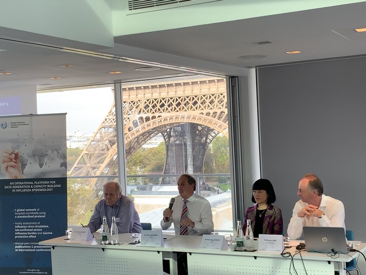 Start of the #GIHSN round table on the #flu strain selection process : Dr Wenqing Zhang, <a href="/WHO/">World Health Organization (WHO)</a>, Pr John McClauley, The Crick Institute, Dr Peter Bogner, GISAID and Pr Bruno Lina, Lyon NIC are discussing the current &amp; future challenges of the #strain selection process