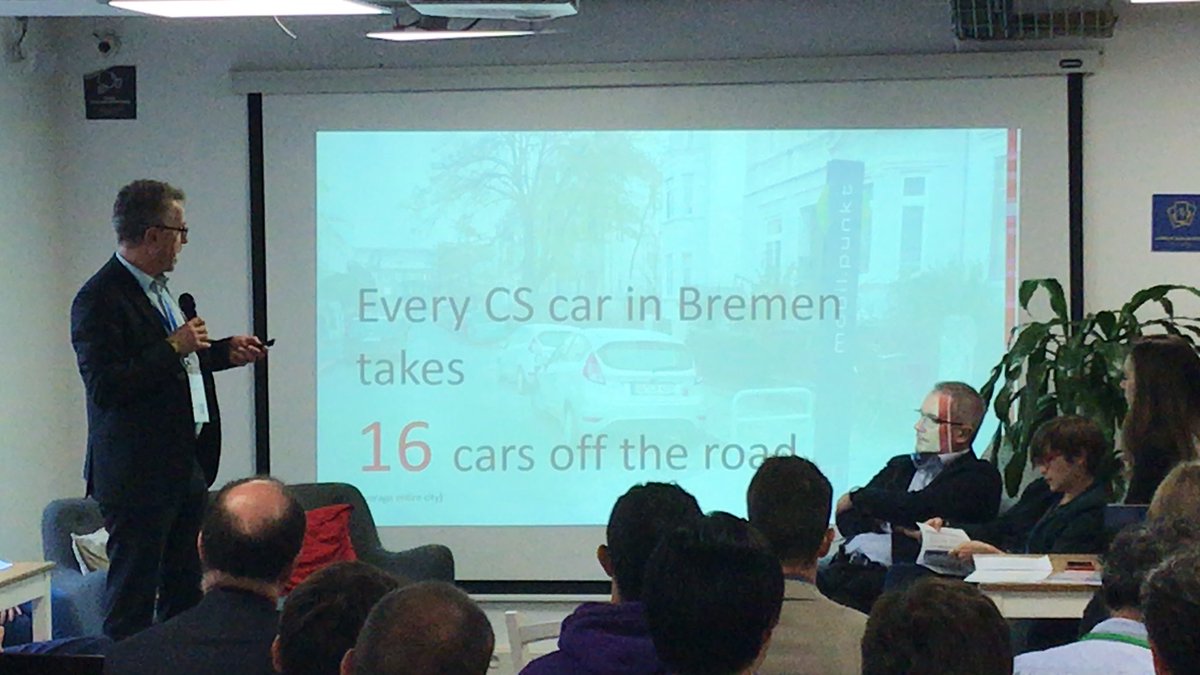 “Every #carsharing car in Bremen takes 16 cars off the road... that’s 5500 cars taken off the road” #STARSCamp