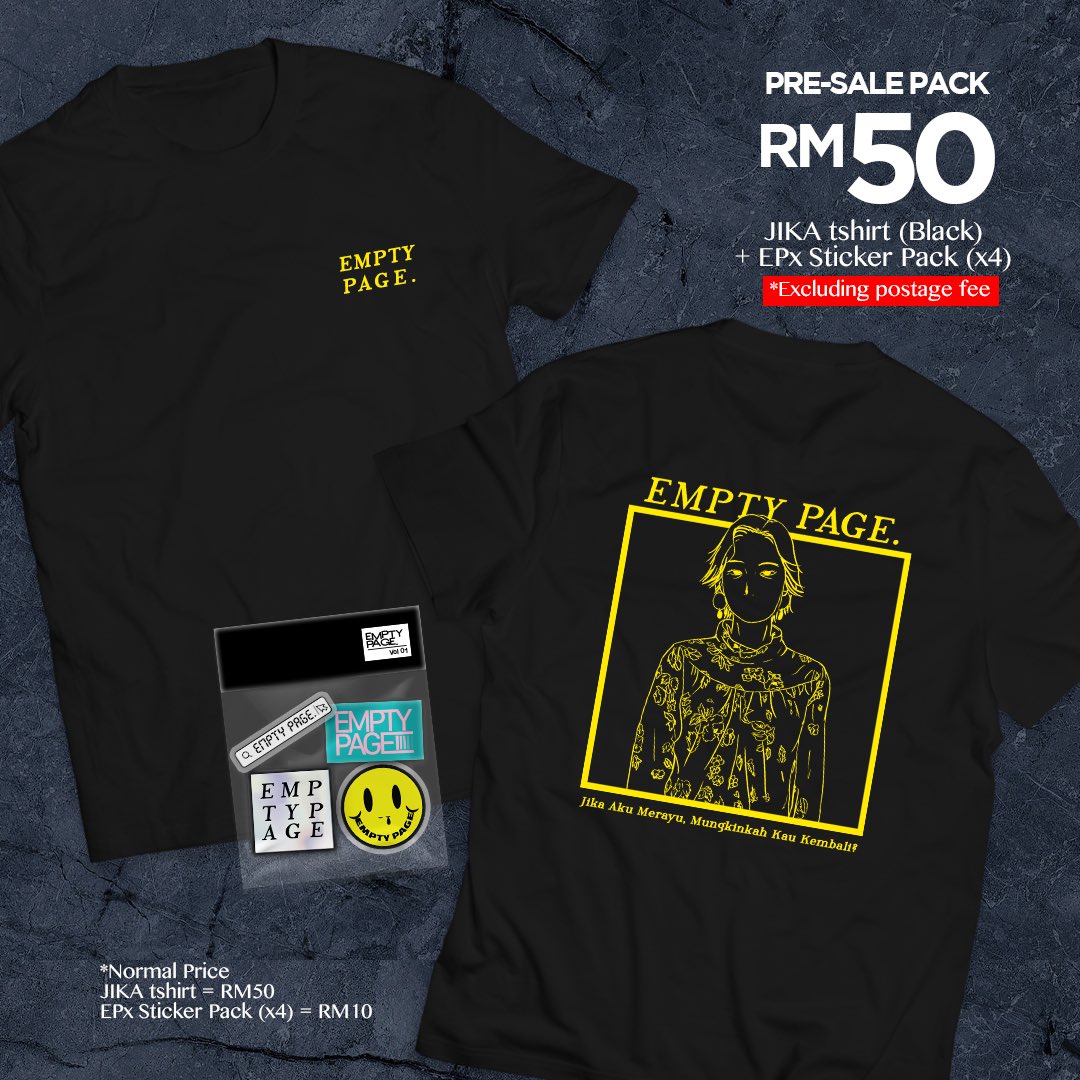 emptypagex's tweet photo. We’ve been looking forward to share this with you guys! 

Empty Page! -“JIKA” Limited Exclusive Merchandise Up For Grabs. 

Pre-sale Period: 14th Oct - 21st Oct 2019.

DM for further enquiries ❤️ https://t.co/gQDNHdQQjh