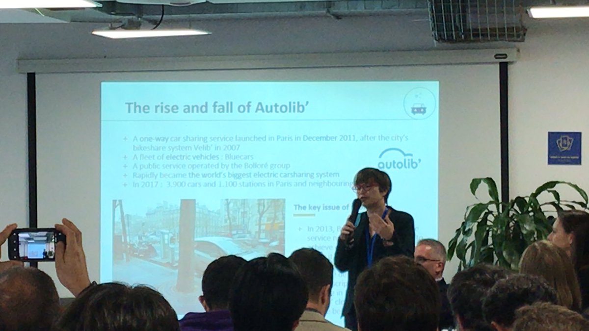 Autolib arrived in 2011, fleet of #EV, public monopoly managed by private operator. Became the largest #EV car sharing service, more than 4000 cars #STARSCamp