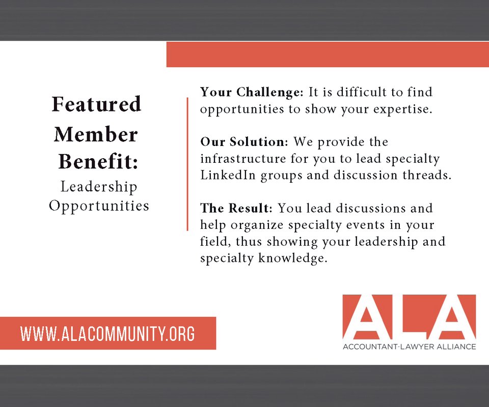 ALACommunity's tweet photo. Do you want to educate your peers? Join the ALA Speakers Bureau to present to attorneys and CPAs (and other ALA members and affiliates) via live webinar. Visit https://t.co/bGRFBhTJHm to learn more about the ALA Speakers Bureau. #presenting #networking https://t.co/ggmIMKgwHG