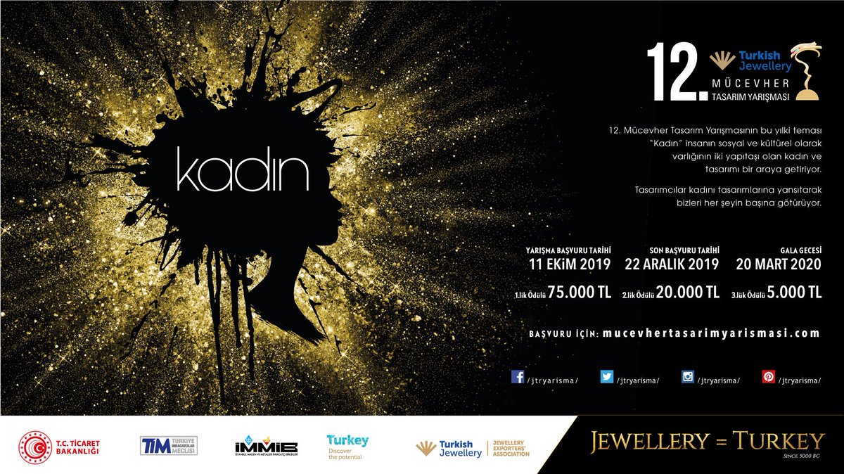 Başvuru Postu:
12. Mücevher Tasarım Yarışmasına başvurular başladı! Bu yılın teması “Kadın”, tasarımcıları her şeyin başladığı yere götürüyor.
Başvuru için: mucevhertasarimyarismasi.com
#mucevher #mucevhertasarimyarismasi #kadın