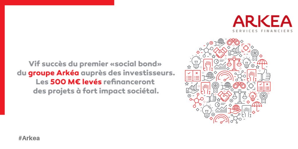 #confiance Le 1er « social bond » du <a href="/cmarkea/">Crédit Mutuel Arkéa</a> a rencontré un vif succès  auprès des investisseurs (assurances, gestionnaires d’actifs…). Les 500 M€ levés refinanceront des projets à fort impact sociétal : logement social, EPHAD, enseignement... 
 ▶️arkea.com/banque/assuran…