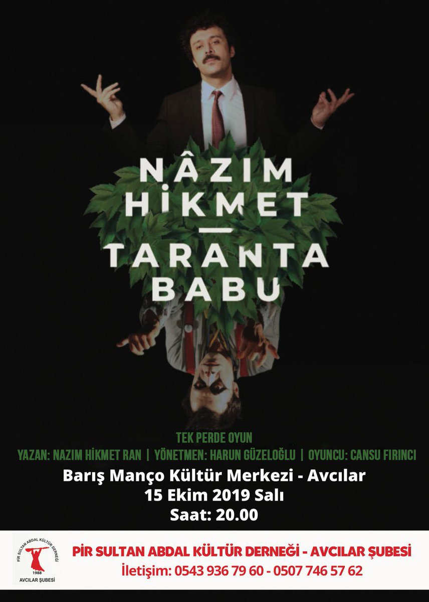 Pir Sultan Abdal Avcılar (@psakdavcilar) on Twitter photo Yarın akşam saat :20:00'da Avcılar Barış Manço kültür Merkezine tüm dostlarımızı bekliyoruz . <a href="/cansu_firinci/">cansu fırıncı</a> <a href="/NHKMistanbul/">NHKM İstanbul</a> Yarın akşam saat :20:00'da Avcılar Barış Manço kültür Merkezine tüm dostlarımızı bekliyoruz . <a href="/cansu_firinci/">cansu fırıncı</a> <a href="/NHKMistanbul/">NHKM İstanbul</a>