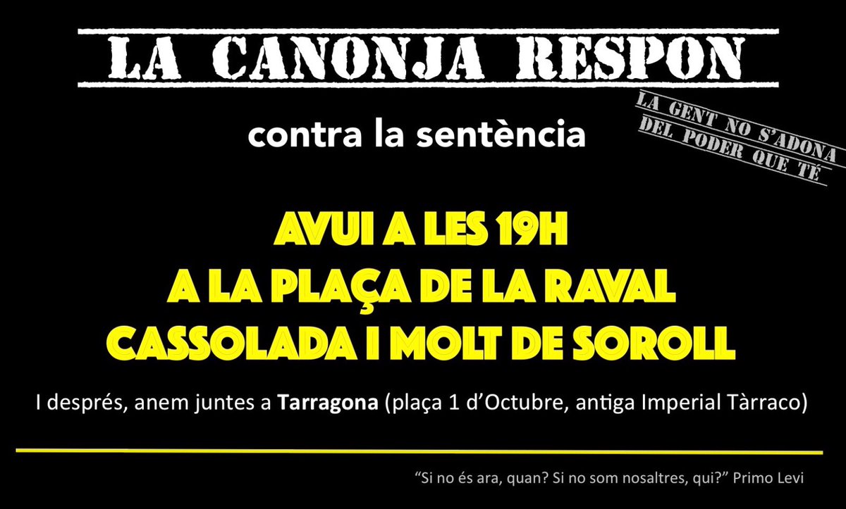ateneulamina's tweet image. Avui i cada dia que faci falta, sortim al carrer contra les injustícies. A les 19h a fer soroll! Ens hi juguem molt! #laCanonja #percanviarhotot
