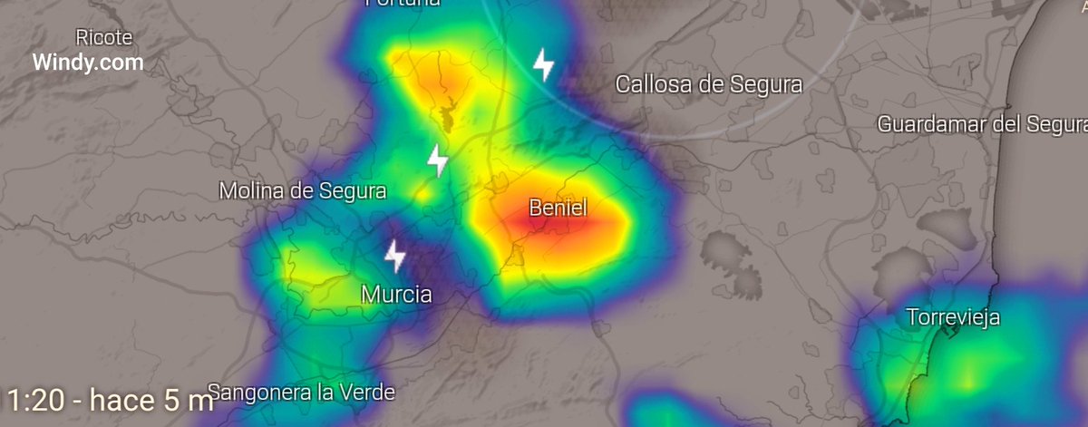 ⚠️⚡ 11:20 h | Se han formado tormentas en la ciudad de Murcia y su área metropolitana. Puntualmente llueve con intensidad. ¡Precaución! #Murcia