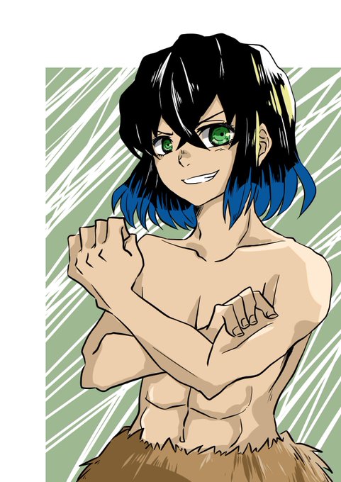 ふたばさんがTwitterに投稿した嘴平伊之助(鬼滅の刃)のイラスト。
