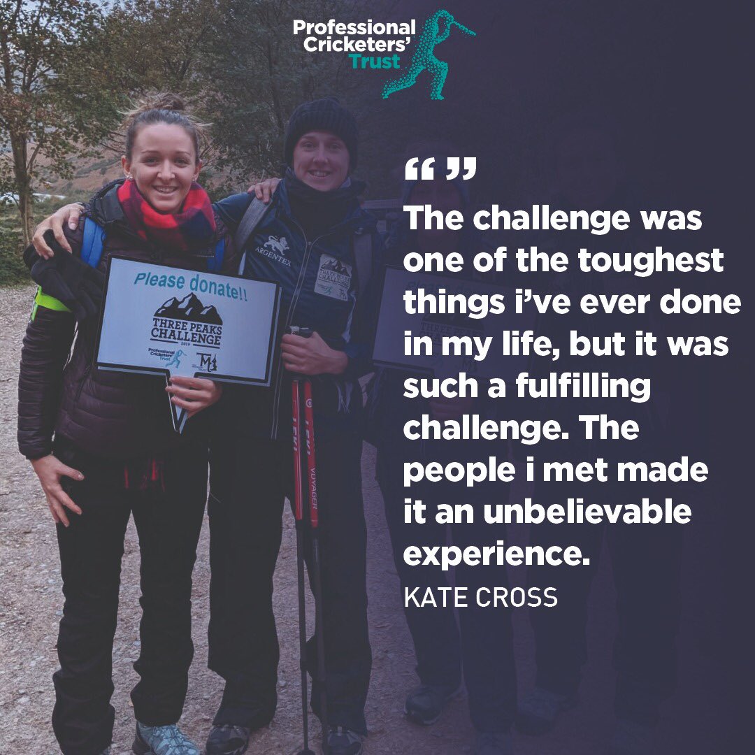 🗣 “It was one of the toughest things I’ve ever done.”

👌 <a href="/katecross16/">Kate Cross</a> was one of 50 supporters who completed the Three Peaks Challenge this weekend for the <a href="/CricketersTrust/">Cricketers’ Trust</a> and @TomMaynardTrust.

Story 👉 bit.ly/3PeaksComplete

Donate 👉 bit.ly/Donate3Peaks