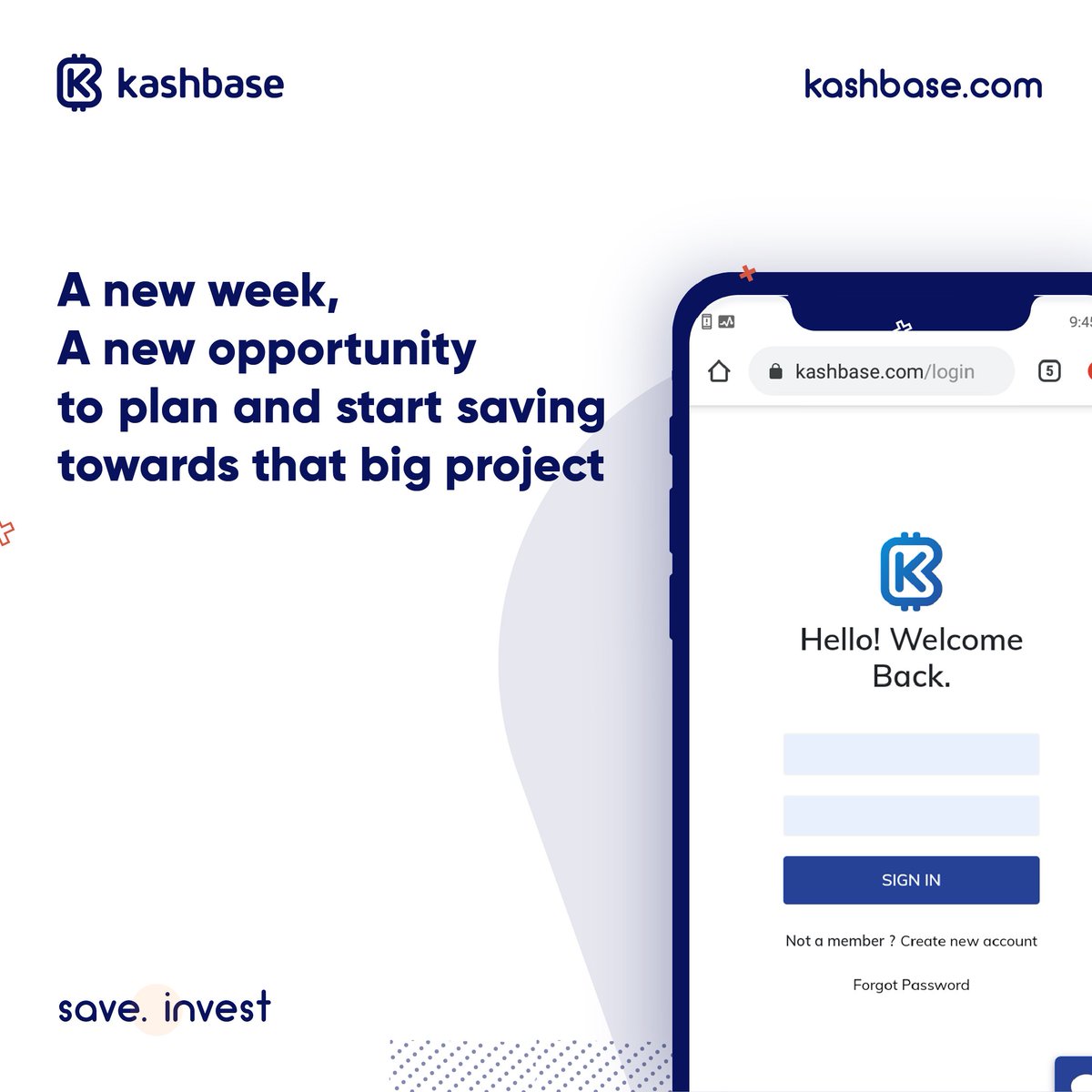 mayanagroup's tweet photo. A new week, a new opportunity to plan and start saving towards that big project.
Save and invest with Kashbase.
#Kashbase #MondayMotivation https://t.co/oNBC9l2cp0