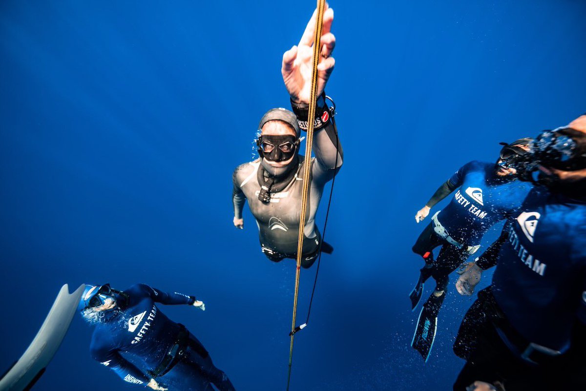 AquacityFree's tweet photo. Huge congratulations to our fantastic students Lorena Prieto Cacabelos, Natasha Morrison and Nicky Margieson Schellander for their white cards in the Infinity Depth Games yesterday! 📷 by @FreediverDaan #infinitydepthgames #infinityfreediving #freediving #aidainternational https://t.co/E7PNV7LPZR