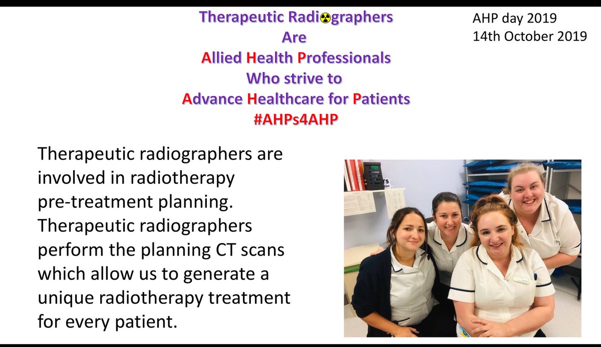 Therapeutic radiographers are involved in all areas of the patient’s radiotherapy journey #AHPsDay